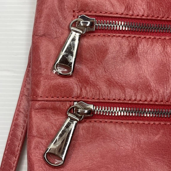 Hobo Red Pink Mara Crossbody Leather Bag - Picture 2 of 13